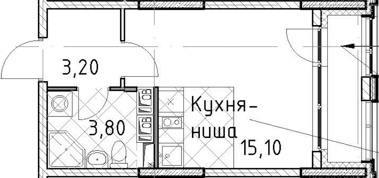 Квартира студия 23.6 м², 13/13 эт., ЖК «Тайм Сквер»